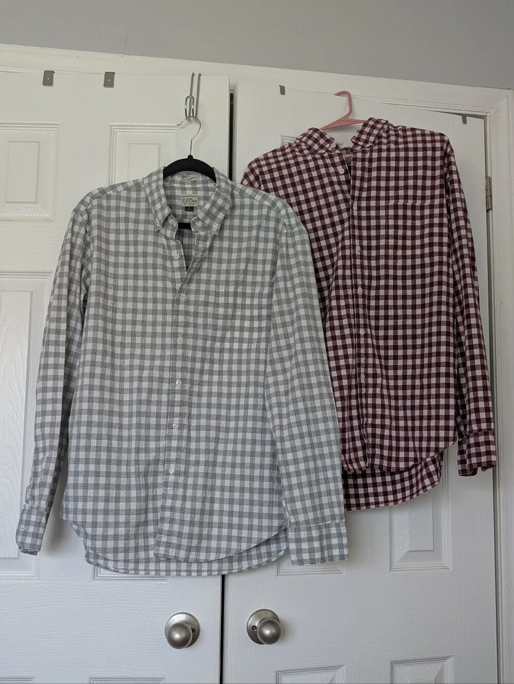 Bundle Of 2 J Crew Button-Down Plaid Shirts - Gray & Burgundy (Men)